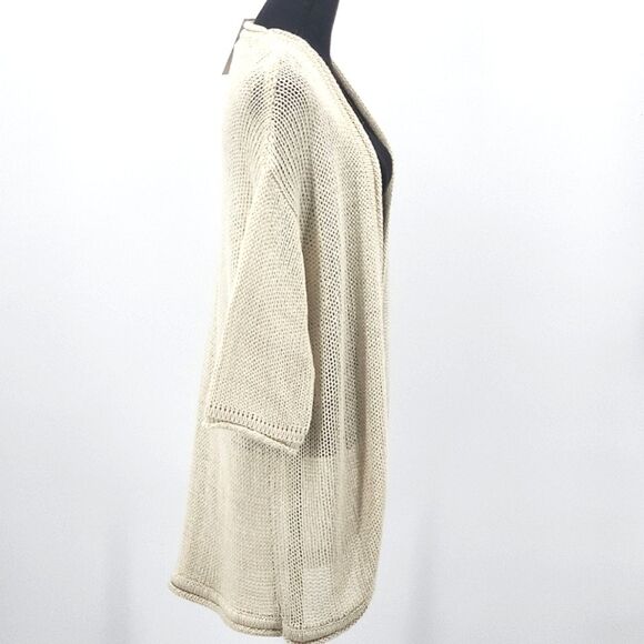 Magaschoni Long Cardigan Sweater Womens Size Small Open Front Clean Girl Boho - Picture 2 of 8